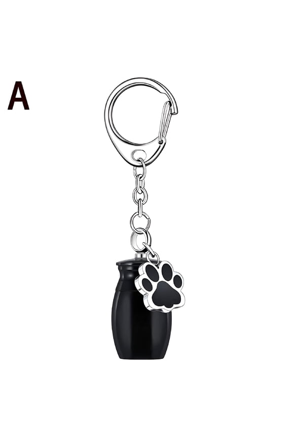Pet Cremation Urn Keychain for Ashes, Titanium Steel Memorial Keepsake Pendant for Dog Cat, Small Portable Remembrance Jewelry with Round Container to Hold Ashes Fur or Memento