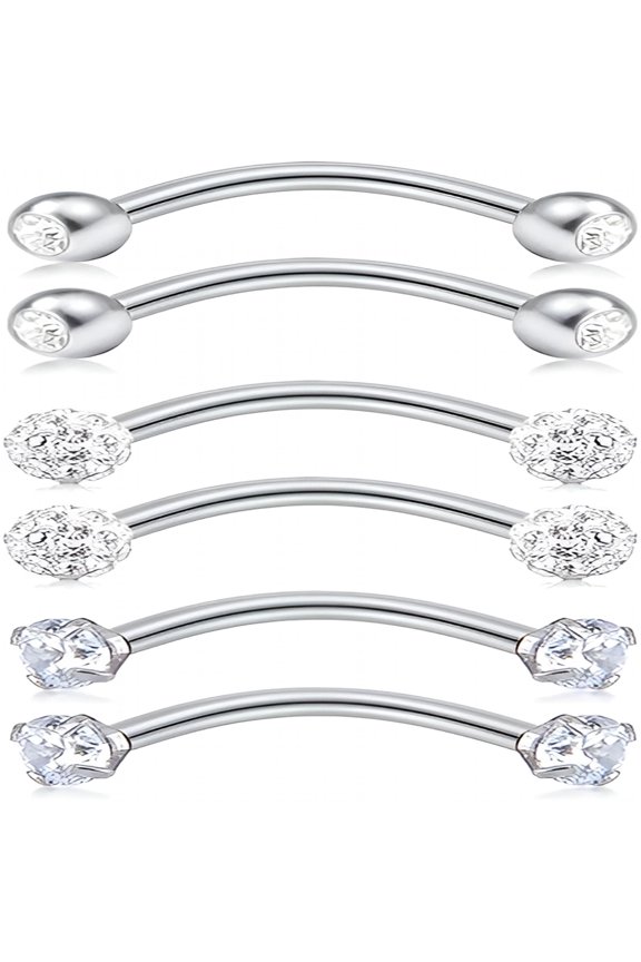 Piercing Earrings for Women Eyebrow Rings Surgical Steel Vertical Labret Jewelry 16G 14G Curved Barbell Snug Daith Surface Tragus Piercing Jewelry Silver Gold