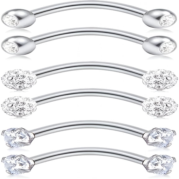 DESIGNICE Piercing Earrings for Women Eyebrow Rings Surgical Steel Vertical Labret Jewelry 16G 14G Curved Barbell Snug Daith Surface Tragus Piercing Jewelry Silver Gold