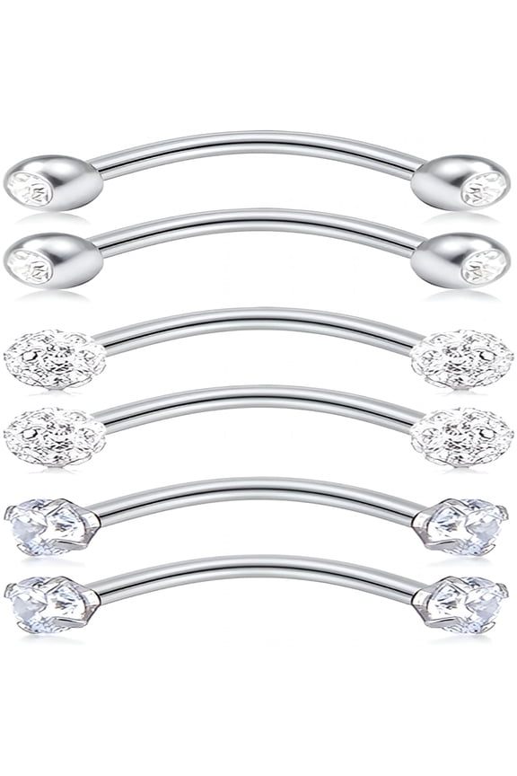 Piercing Earrings for Women Eyebrow Rings Surgical Steel Vertical Labret Jewelry 16G 14G Curved Barbell Snug Daith Surface Tragus Piercing Jewelry Silver Gold