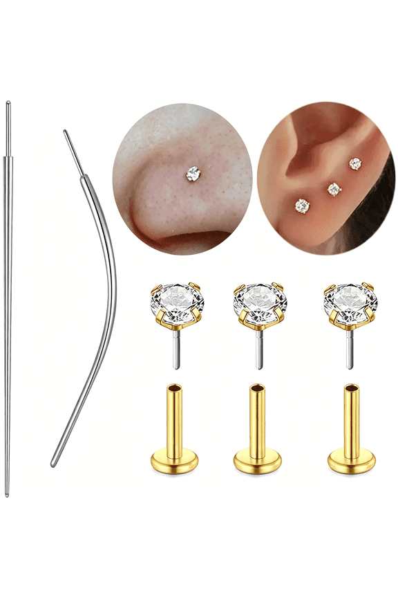 Piercing Taper Threadless Insertion Tool-Titanium Labret Pin 16G,18G,20G