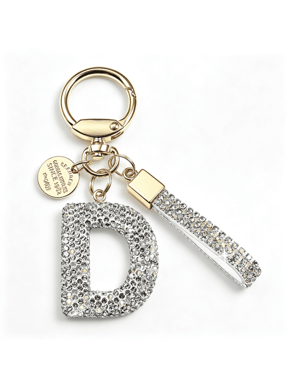 Pink Blue White Initial Letter Keychain Gift for Women Girls Bling Sparkly Cute Backpack Car Key Accessories Lanyard Personalized Letter Keychain