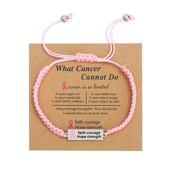 DESIGNICE 2026 New Pink Ribbon Charm Bracelet Breast Cancer Awareness Bracelets Faith Hope Courage Strength Inspirational Bangle Jewelry