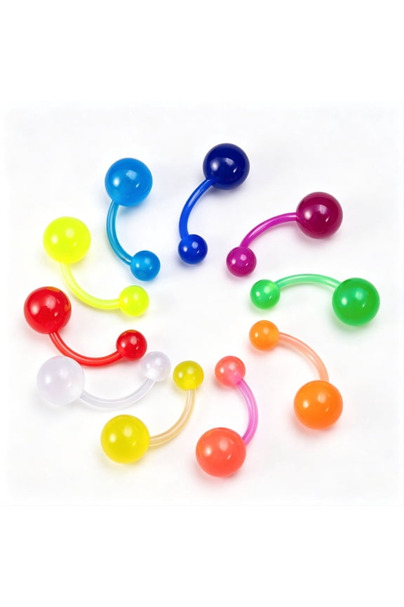 Plastic Belly Button Rings Clear for Sports Invisible 14G Belly Button Ring Plastic Piercing Retainers Hypoallergenic Navel Jewelry 8Pc Pack for Women 6Mm 8Mm 10Mm 12Mm