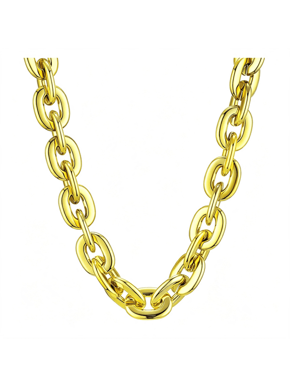 Plastic Chain Necklace Chunky Big Fake Necklace Hip Hop Rapper Giant Turnover Chain Costume for Halloween Fake Gold Chain