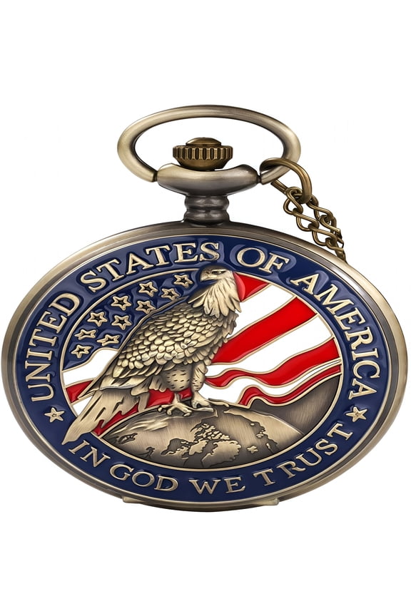Pocket Watch with Chain Deer Reindeer Woodland/Cowboys/Us Flag/Alicce Party/Wolf Birthday Christmas Gifts
