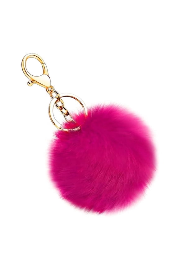 Pom Keychain Soft Artificial Rabbit Fur Plush Fluffy Ball Key Ring for Women,Ball Keychain Fluffy,Pom Keychain Puff Ball with Keychain Hooks Charms Accessory for Women for Handbag Tote Bag