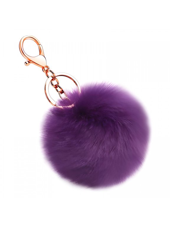 Pom Pom Keychain Artificial Ball Keychains Fluffy Car Key Ring Automobile Metal Key Pendant