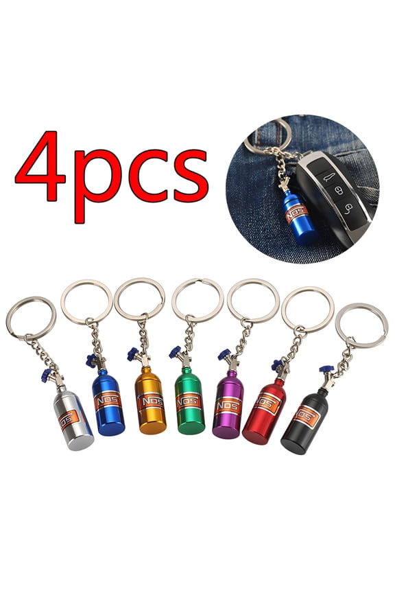 Portable Key Rings Keychain Mini Nitrous Oxide Bottle Keyring Stash Pill Box Storage Interior Car Accessories Auto Accessory, 4PCS