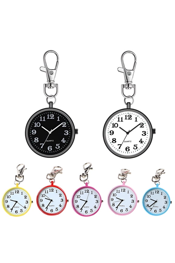 Portable Nurse Pocket Watch Clip On with Key Buckle Pocket Watch Necklace Hanging Watch Decorative Nurse Watch