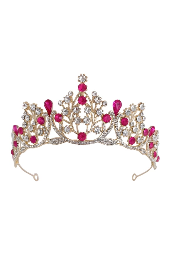 Princess Crowns,Alloy Full Diamond Birthday Crown,Opening Design Crown Headband for Women,Princess Tiara for Weddings,Balls,Beauty Pageants,Photo Shoots,Rosered
