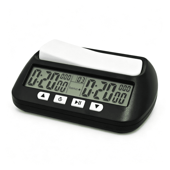 DESIGNICE Professional Digital Chess Clock Timer,Portable Board Game Timer with Alarm&Fischer Delay,4 Mode Count Up/Down Display for Chess&Go Battery Powered,Not Included Aa Battery(Black)