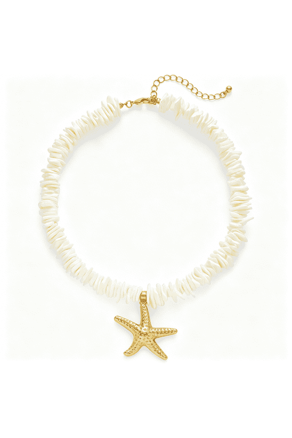 Puka Shell Necklace for Women Starfish Fish Statement Pendant Necklace Boho Summer Beach Choker Necklaces