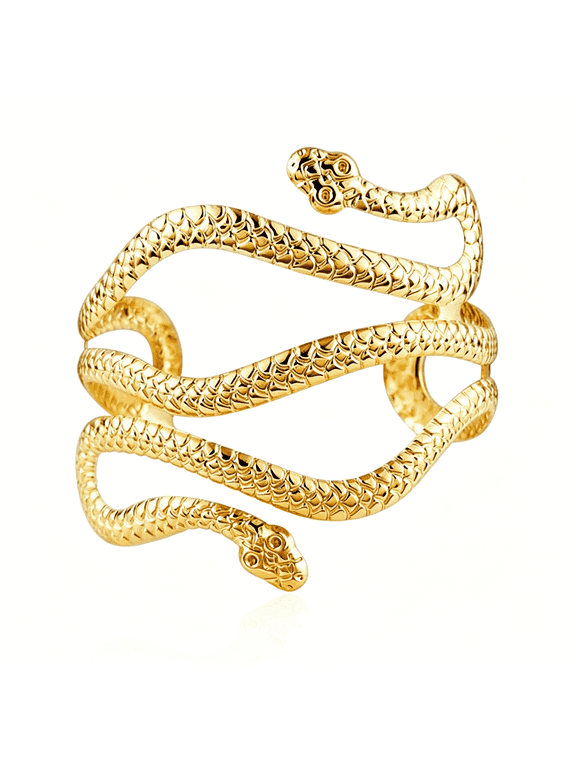 Punk Cool Gothic Upper Arm Adjustable Bracelet Open Wide Cuff Bangle Coil Bracelet Simple Swirl Snake Armband Minimalist Armlet Vintage Jewelry for Women