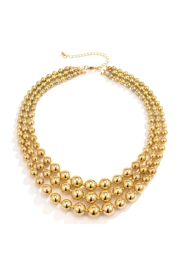 Punk Layered Chunky Bead Ball Chain Collar Choker Necklace Set Hip Hop Bib Statement Necklace for Women Friend Stacking Wedding Jewelry Christmas Gift