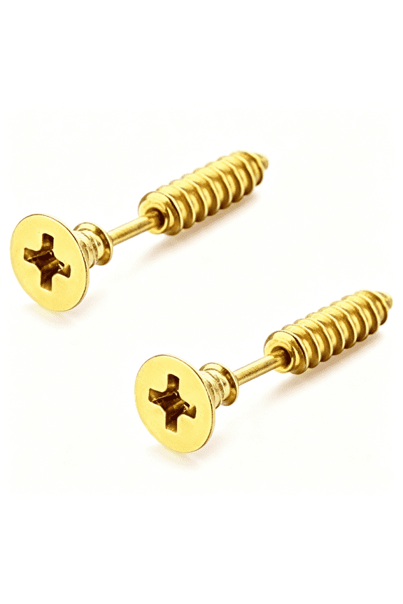 Punk Stainless Steel Screw Earrings Piercing Stud for Men Women Halloween Rock Hypoallergenic Jewelry