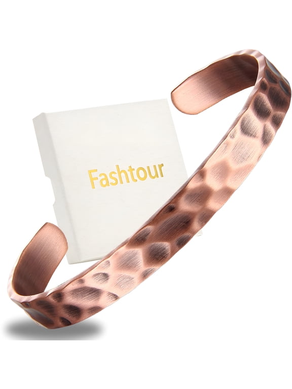 Pure Copper Bracelet-Copper Bracelet for Men&Women-100% Solid,Raw&Uncoated Handmade Hammered Tibetan Cuff Bangle