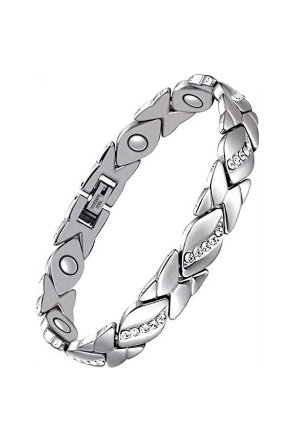 Pure Copper Bracelets for Women,Silver Plated Copper Bracelets,Cubic Zirconia Bracelets with 3500 Gauss Magnets,Jewelry Gift for Mom