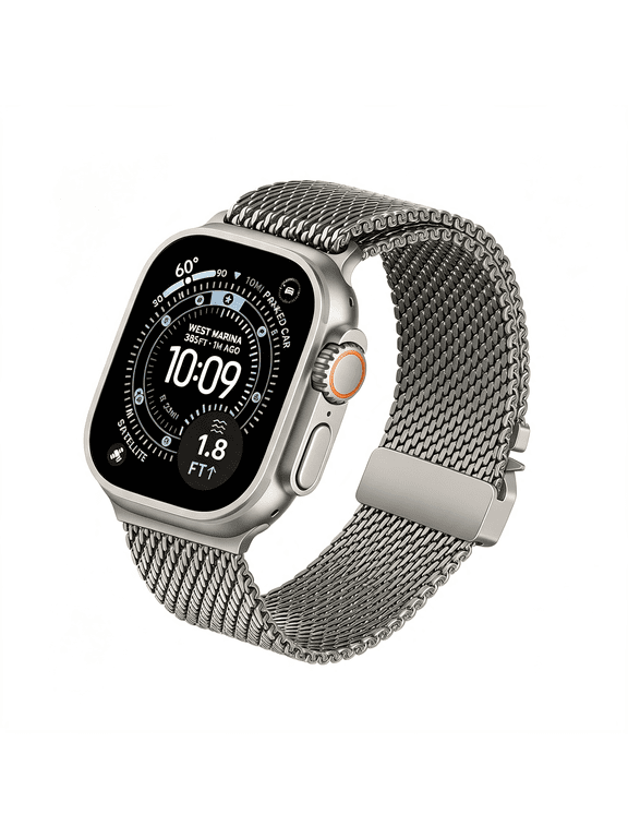 Pure Titanium Band for Watch Ultra 3 2 1 49Mm, Parachute- Milanese Loop Strap for Iwatch Series 11 10 9 8 7 6 5 4 46Mm 45Mm 44Mm / Se 3 2 1 Men Women