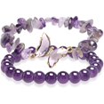 thumbnail image 1 of DESIGNICE Purple Butterfly Healing Bracelet, Mom Gift Charm Jewelry with Beaded Bracelet for Women, 1 of 7