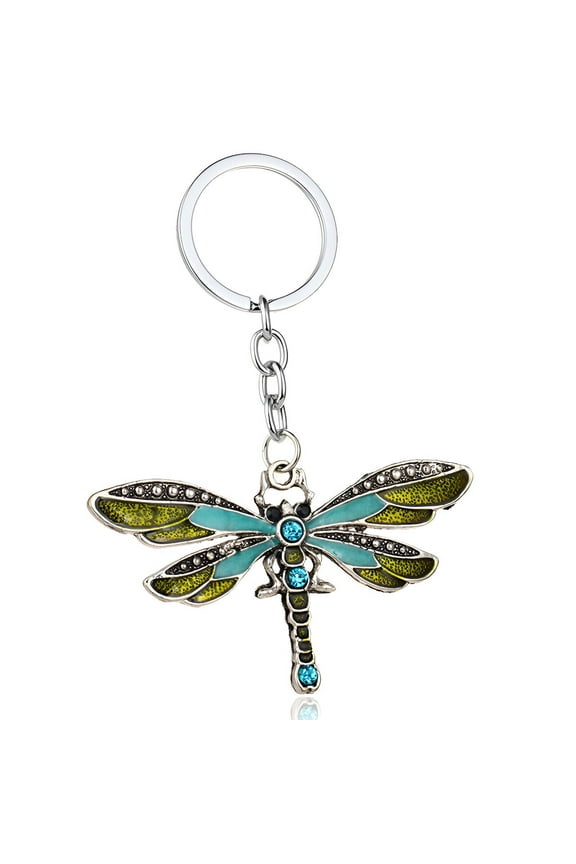Purse Charms,Creative Micro-Inlay Keychain Charms,Delicate Dragonfly Purse Charm,Green