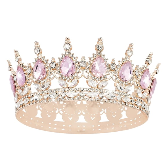 DESIGNICE Queen Crown Rhinestone Wedding Crowns&Tiaras for Women Costume Party Hair Accessories Princess Birthday Crown Crystal Bridalcrown(Rose Gold Pink Crown)