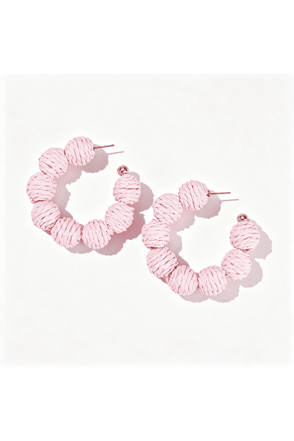 Raffia Hoop Earrings Statement Boho Beaded Earrings Cute Rattan Handmade Colorful Jewelry for Women Unique Summer Outfits