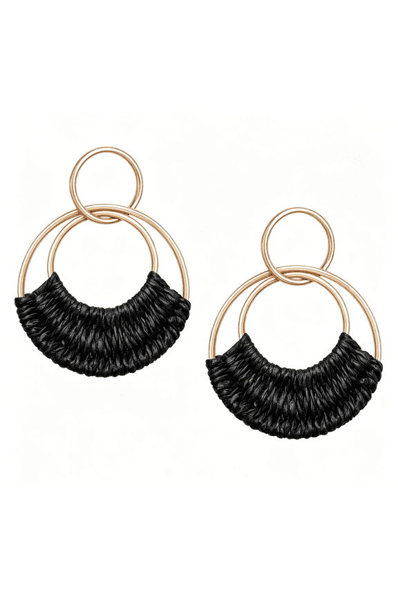 Raffia Hoop Earrings for Women Fun Boho Summer Beach Earrings Lightweight Handmade Straw Wicker Rattan Dangle Earrings Statement Geometric Round Drop Earrings