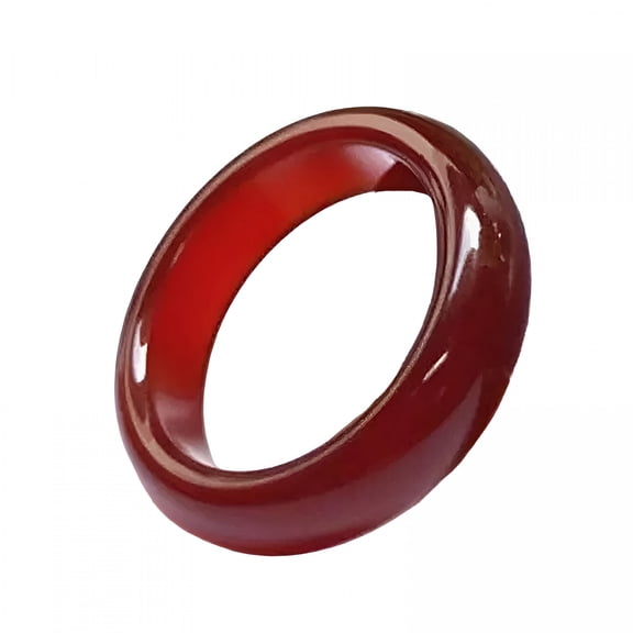 DESIGNICE Red Agate Carnelian Solid Band Ring Crystal Quartz Gemstone Healing Jewelry