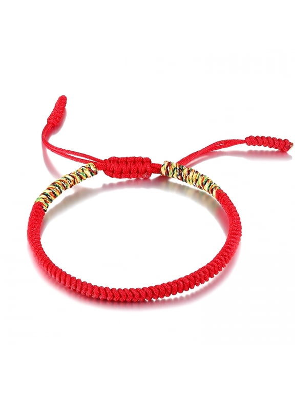 2026 New Red String Bracelet for Men and Women, Rope Lucky and Protection Bracelet, Tibetan Braided Tie Thread Bracelet, Surfer Woven String (Dark Red)