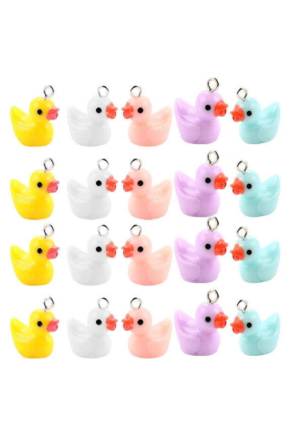 Resin Duck Charms for Jewelry Making Assorted Color Perfect for Earrings Crafting 40Pcs