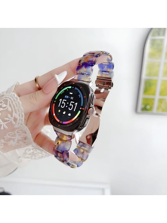 Resin Replacement Bands Straps Wristbands Stylish Bracelet for 47Mm Smartwatches, Blue Ocean