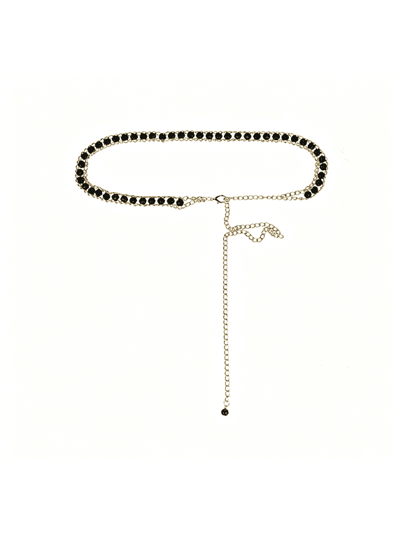 Rhinestone Belt for Women,Plus Size Chain Belt,Sparkle Chain Crystal Plus Size Waist Belt for Jeans Dresses Fit Waist Up to 110Cm/43" Black