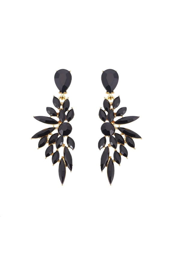 Rhinestone Statement Earrings Cluster Vintage Teardrop Statement Earrings Teardrop Chandelier Earring Jewelry Gifts for Women Parties Weddings and Daily Wear Black