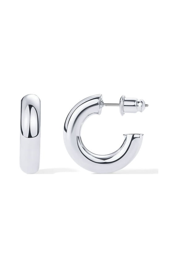 Rhodium Plated Lightweight Chunky Open Hoops | Gold Hoop Earrings for Women | 20Mm Thick Infinity Gold Hoops Women Earrings Chunky Hoop Earrings