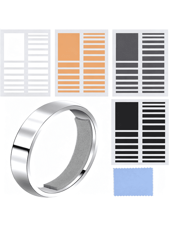 Ring Size Adjuster for Loose Rings Men Women, 152 Pcs, 4 Colors | Invisible Fit, 8 Sheets, 2 Thickness Options, Ring Spacer for Wide Rings with Polishing Cloth