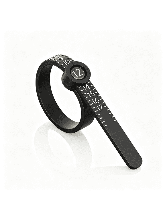 Ring Sizer 1-17 Measuring Tool with Magnified Glass,Reusable Finger Size Gauge Jewelry Sizing Tool Usa Rings Size (Black Sizer Gold Scale)