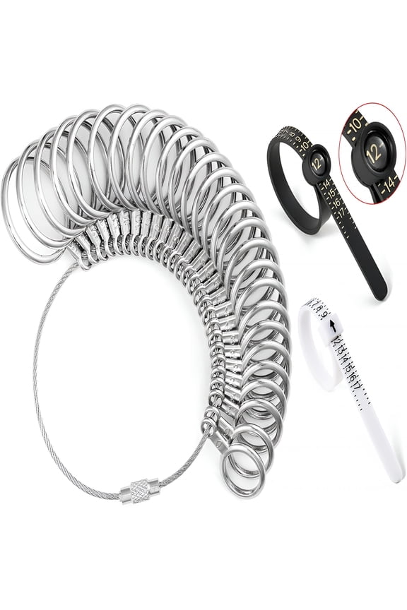2026 New Ring Sizer Measuring Tool Kit,27 Pcs Stainless Steel Measuring Ring Tool,Us Ring Size 0-13 with Half Size,2 Pcs Reusable Finger Size Tape with Magnified Glass 1-17 Usa Rings Size