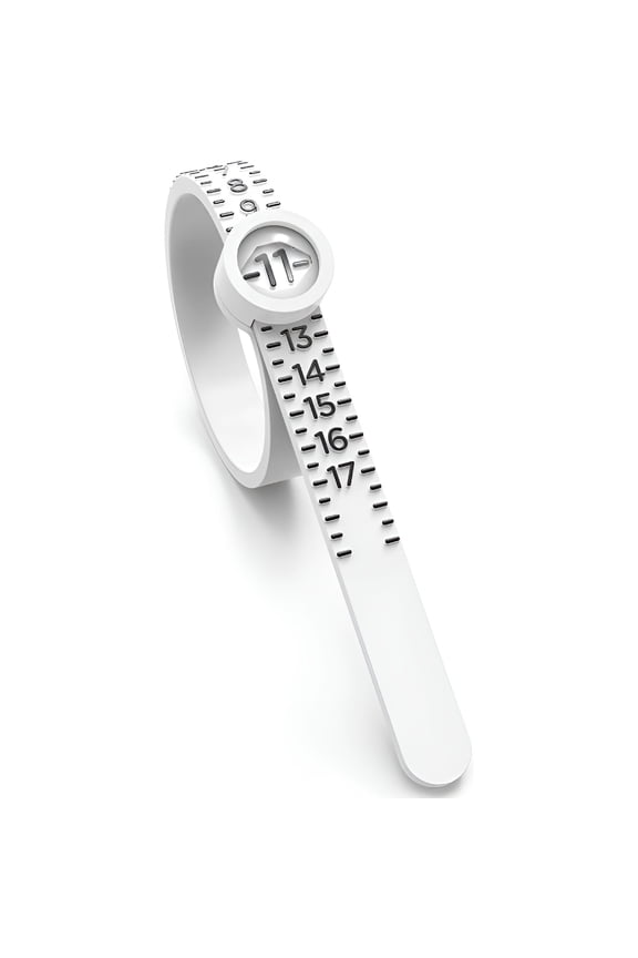 Ring Sizer Measuring Tool, Reusable Finger Size Measuring Tape with Magnified Glass, Clear and Accurate Jewelry Sizing Tool 1-17 Usa Rings Size, White