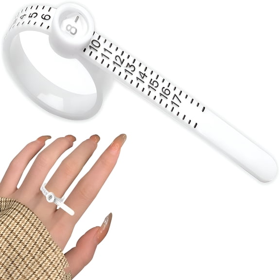 DESIGNICE Designice Ring Sizer with Enlarged Window Reusable Ring Measuring Tool Measure Finger Size Accurately 1-17 Us Ring Size