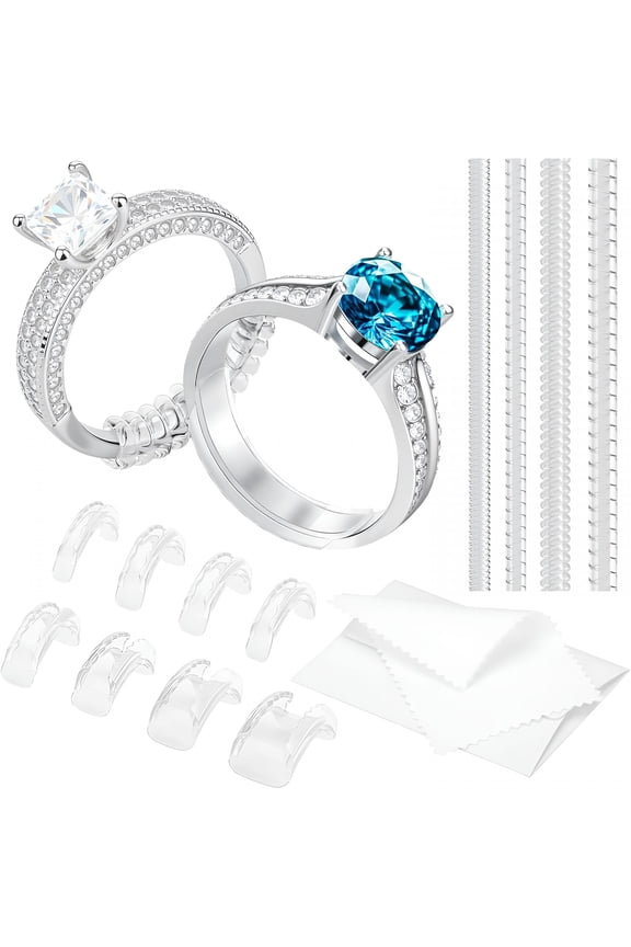 Ring Sizers for Loose Rings - 12 Pack Invisible Guards Adjuster,Spacers & Tighteners,12 Sizes 2 Styles Insert and Spiral Almost Fit Any Rings Resizer,Thick Reduces By 0.5-1.5Mm