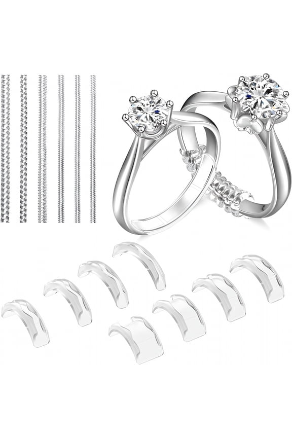 Ring Sizers for Loose Rings, 14Pcs Invisible Silicone Ring Size Adjuster, Clear Ring Guards Spacer Tightener Resizer Fitter, Make Ring Smaller Without Resizing Thick Band