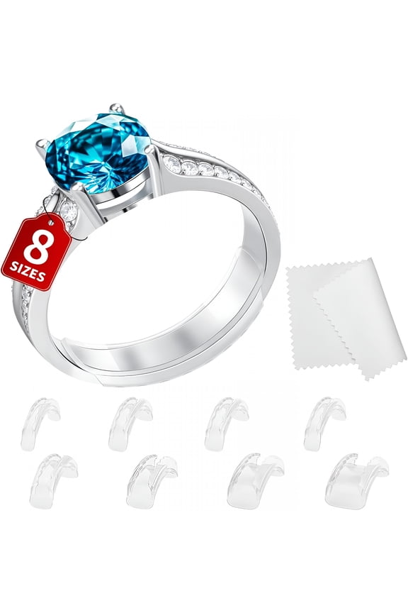Ring Sizers for Loose Rings - 8 Pack Invisible Guards Resizer for Men and Women,Use 8 Width Sizes Easy-Clip Ring Adjuster,Spacers,Fit Almost Any Rings,Fits Bands Width to 1-8Mm