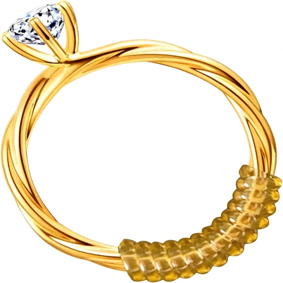DESIGNICE Ring Sizers for Loose Rings, Ring Adjuster for Loose Rings Women Men Rings Guards, Gold Silicone Ring Tightener, Invisible Metal Ring Reducer Spacer 3 Sizes Round & Flat Spiral 15pcs