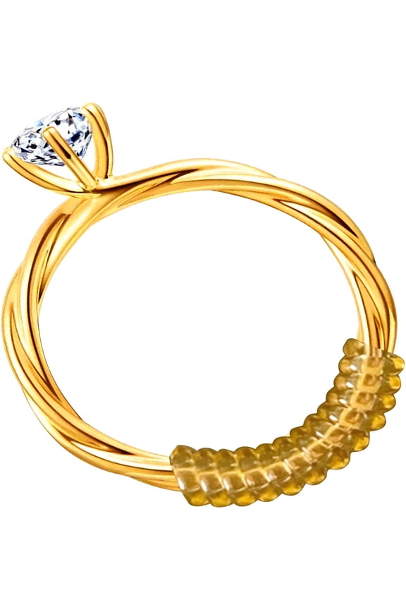 Ring Sizers for Loose Rings, Ring Adjuster for Loose Rings Women Men Rings Guards, Gold Silicone Ring Tightener, Invisible Metal Ring Reducer Spacer 3 Sizes Round & Flat Spiral 15pcs