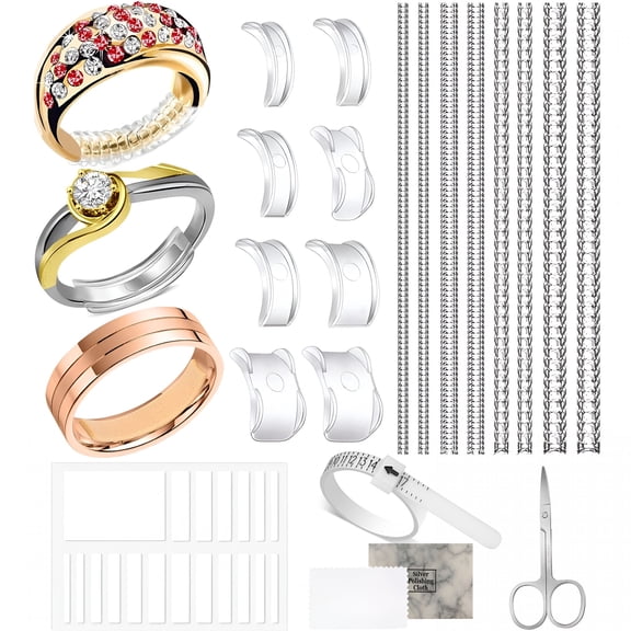 GJX Ring Sizers for Loose Rings - 8 Easy-Clip & 6 Coil Adjusters for Men & Women