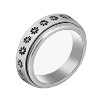 DESIGNICE Rings for Women,Minimalist Stainless Steel Rings for Stress Relief,Spinning Fidget Ring for Calmness,All-Day Comfortable Thumb Ring for Effortless Style,Flower 6