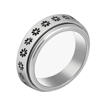 DESIGNICE Rings for Women,Minimalist Stainless Steel Rings for Stress Relief,Spinning Fidget Ring for Calmness,All-Day Comfortable Thumb Ring for Effortless Style,Flower 6