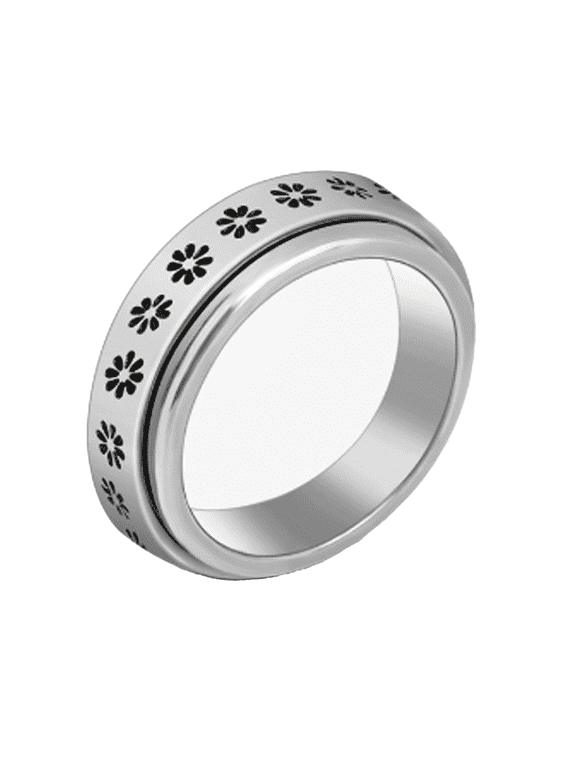 Rings for Women,Minimalist Stainless Steel Rings for Stress Relief,Spinning Fidget Ring for Calmness,All-Day Comfortable Thumb Ring for Effortless Style,Flower 6