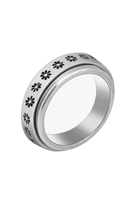 Rings for Women,Minimalist Stainless Steel Rings for Stress Relief,Spinning Fidget Ring for Calmness,All-Day Comfortable Thumb Ring for Effortless Style,Flower 11